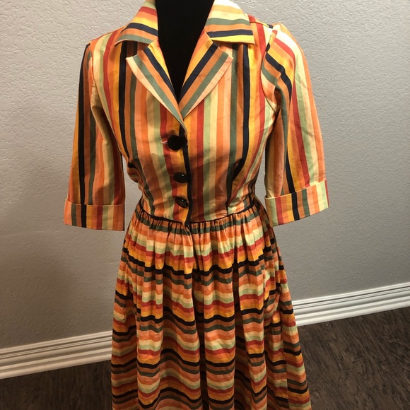 ❌SOLD❌Tatyana Spice Retro Circle Dress - Picture 4 of 5